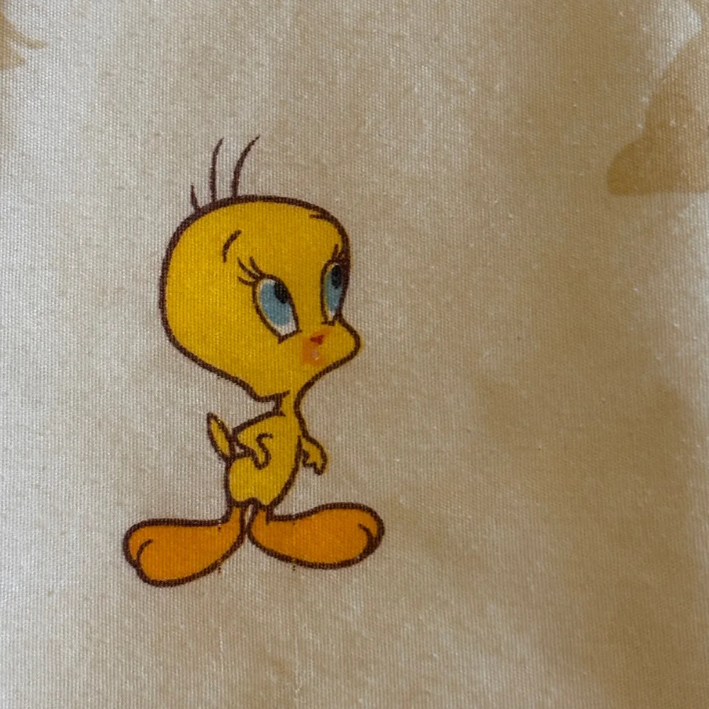 Vintage Looney Tunes Double Flat Sheet Brown Bugs Bunny Tweety Bird Sylvester